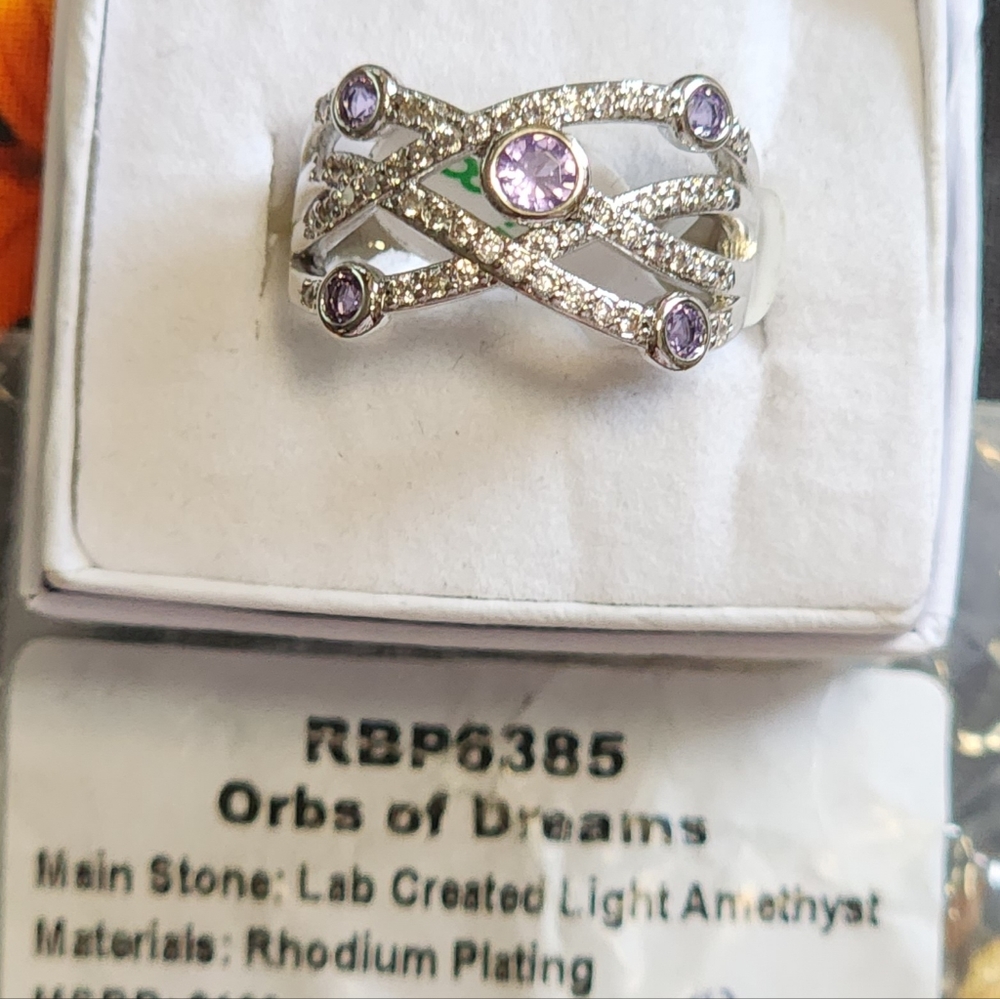 Ring Bomb Party RBP6385 “Orbs of Dreams" Light Amethyst Size 8 NWT